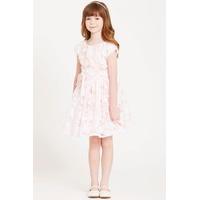 pink organza bow waist dress