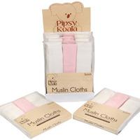 Pipsy Koala Muslin Cloths 3 Pack - White Pink