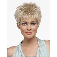 Pixie Cut Hairstyle Synthetic Wigs Short Hair Straight Blonde Wigs with Bangs for Women Perruque Natural