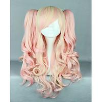 Pink Mixed Wig Pretty Lolita Wig Gothic Lolita Pink Wig Ponytails Princess Cosplay Long Wavy Wig