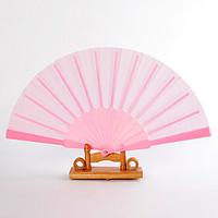 Pink Silk Hand Fans (set of 6)