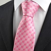 pink white check classic men tie necktie wedding party holiday gift kt ...