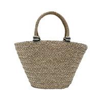 Pia Rossini raffia straw zip fastening bead embellished summer beach bag - Natural
