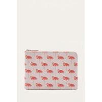 pink flamingo printed zip pouch pink