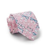 pink grey teal glasses print silk tie savile row