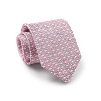 pink silk twill fish printed tie savile row