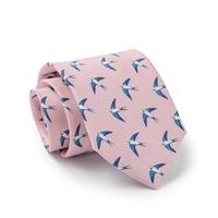 Pink Navy Lime Swallows Print Silk Tie - Savile Row