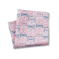 Pink Blue Teal Glasses Print Silk Pocket Square - Savile Row