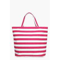 Pink Stripe Beach Bag - pink