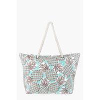 Pineapple Print Beach Bag - turquoise