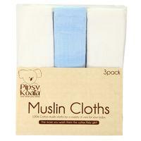 Pipsy Koala Muslin Cloths 3 Pack (white Blue)