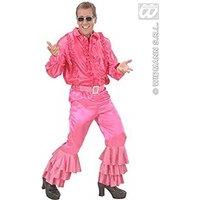 Pink Satin Pants Withsequins Belt Mens Costume Small For 70s Travolta Night