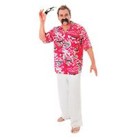 Pink Men\'s Hawaiian Floral Shirt Costume