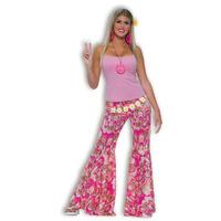 Pink Flower Power Bell Bottom Trousers