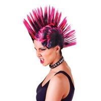 Pink & Black Ladies Mohican Wig