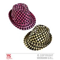 Pink Gold Chequered Sequined Fedora