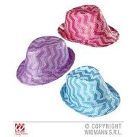 Pink Purple Turquoise Zig Zag Sequinned Fedora