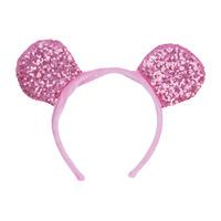 Pink Sequin Mouse Ears On Headband