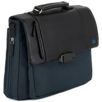 piquadro cartella blu pelle tessuto mens briefcase in multicolour