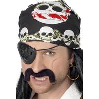 pirate bandana black with skull and crossbones print