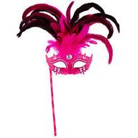 Pink Marquise Eye Mask On Stick