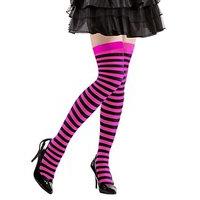 Pink - Black Striped Over The Knee Socks - 70 Den Accessory For Lingerie Fancy