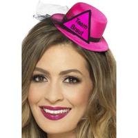 Pink & Black Team Braut Hat Hairclip & Veil