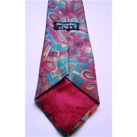 pierre cardin teal and rich reds printed luxury silk designer tie