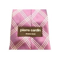 Pierre Cardin Designer Silk Tie Purple With Silver Square Design