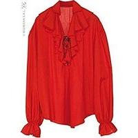 Pirate Shirt XL Mens - Red Costume Extra Large For Buccaneer Fancy Dress