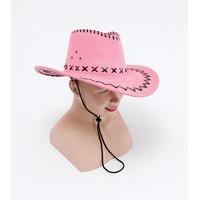 Pink Leather Stitched Cowboy Hat
