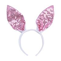 Pink Sequin Bunny Ears On Headband
