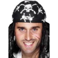 pirate bandana skull and crossbones design black ready formed