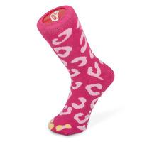 Pink Leopard Slipper Socks Size 1-4