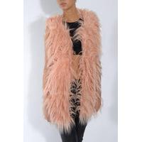 Pink Long Faux Fur Gilet