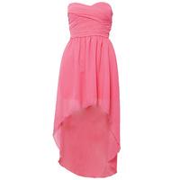 Pink Dip Hem Chiffon Bandeau Dress