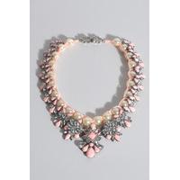 Pink Multi Gem And Pearl Necklace