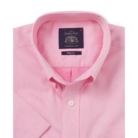 pink twill slim fit short sleeve casual shirt s short sleeve savile ro ...