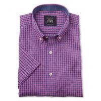 Pink Navy Check Poplin Short Sleeve Casual Shirt XXXL - Savile Row