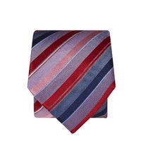Pink, Red And Navy Diagonal Stripe 100% Silk Tie