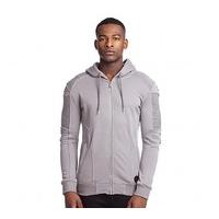 Pin Tuck Rip Sleeve Full Zip Hooded Top