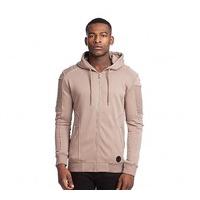 Pin Tuck Rip Sleeve Full Zip Hooded Top