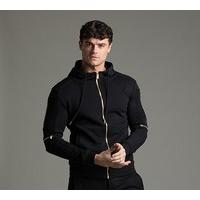 pin tuck full zip hooded top