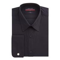 pierre cardin black cotton double cuff shirt 185 black