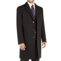 Pierre Cardin Black Twill Overcoat 38R Black