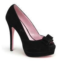 PinUp Couture Bella-10 Peep-Toe Black Suede Platform Shoes
