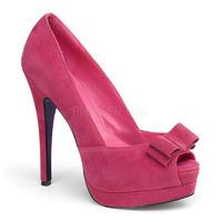 PinUp Couture Bella-10 Peep-Toe Fuchsia Suede Platform Shoes