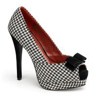 PinUp Couture Bella-11 Peep-Toe Houndstooth Pattern Platform Shoes