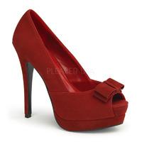 PinUp Couture Bella-10 Peep-Toe Red Suede Platform Shoes