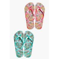 Pineapple Print Two Pack Flip Flop - multi